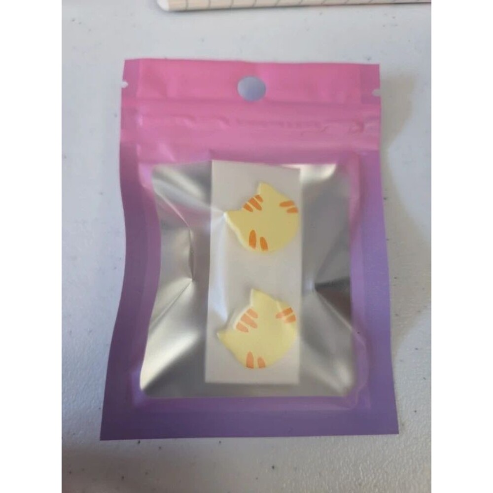 Orange off white cat kitten earrings womens accessories